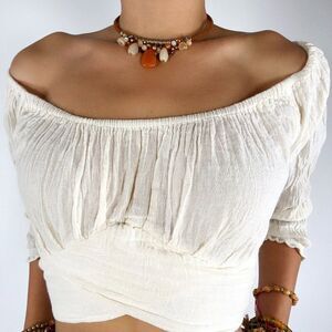 Vintage Y2K Brown Beachy Boho Stone Choker - Granola Girl Hippie Jewerly